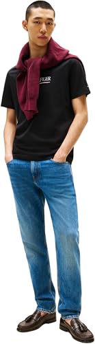 Tommy Hilfiger Camiseta de Manga Corta Hombre Brand Love tee de algodón, Negro (Black), L