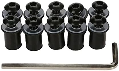 10PCS Motorcycle Windshield Bolts Screws Kit, Aluminum Alloy Motorbike Windscreen Body Mounting Bolts Nuts, Compatible with Motorcycle Cowls Well Nuts Fairing Fasteners Screw (Black)