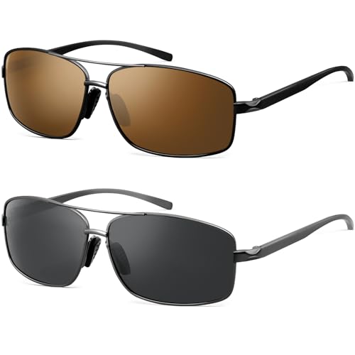Image of Polarized Rectangle Sunglasses for Men Women UV400 Protection Adjustable Rectangular Driving Glasses Ultra Lightweight
