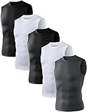 OYGSieg Men's Compression Tank Tops 5 Pack Sleeveless Athletic Shirts for Workout Running & Basketball 5B M