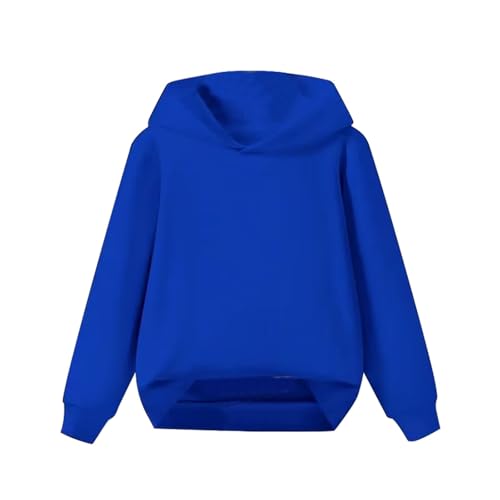 Boy Girl Fleece Pullover Toddler Long Sleeves Hoodie Winter Solid Color Sweatshirts Warm Top (Dark Blue, 6-7 Years)