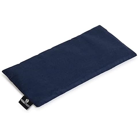 Yoga Studio Organic Eye Pillow - 23cm x 13cm Linseed Filled Cotton Yoga Pillow for Tired Eyes, Relaxation, and Headaches - Navy Cover