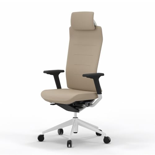 Silla de Escritorio Ergonómica Actiu TNK Flex | Caramel Cookie con Cabezal, Respaldo Tapizado, Asiento Air Confort System de Alta Densidad +150kg