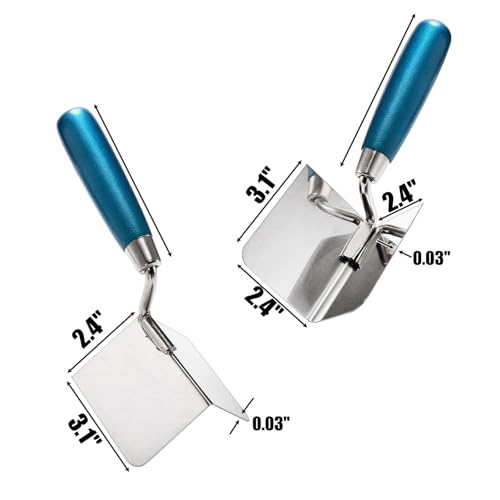 Peohud 2 Pieces Drywall Corner Tool Set, Inside and Outside Corner Knife, Stainless Steel Corner Trowel, Concrete Finishing Tool for Plastering Bricklaying Corner Finishing Work - Image 2