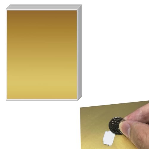 Grande Pegatinas Rasca Adhesivo (Scratch Sticker) - 235 x 200 mm, Oro, 20 hojas