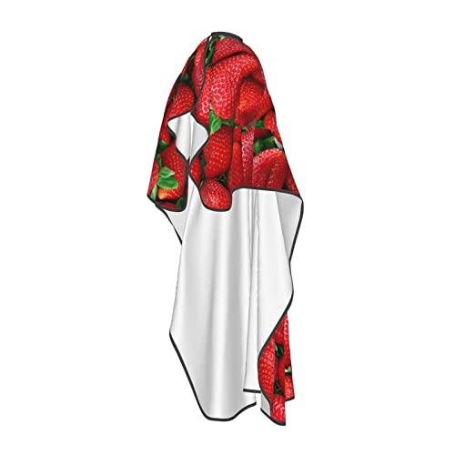 Cape de coiffeur imperméable rouge à motif fraise et col réglable taille unique - 3