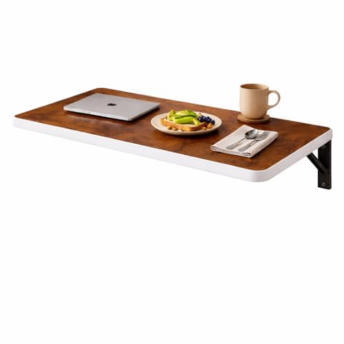 Image of Wall Mounted Folding Table, Premium Brown, 16 X 32 Inches