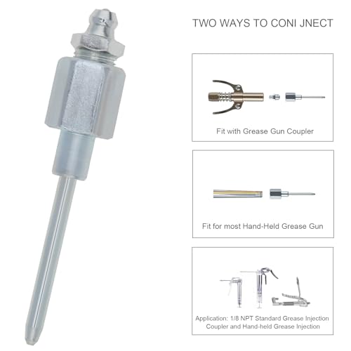 Image of Steel Grease Needle Nozzle with 1 /8 Inch NPT Threads, Narrow Needle Nose Grease Dispenser