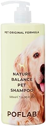 POFLAB Nature Balance Pet Shampoo - Dog & Cat Moisturizing Shampoo with Aloe Vera Leaf, Mango Extract & Pink Needle Flower Extract - pH Neutral Pet Cleansing Shampoo for Healthy & Lustrous Coat