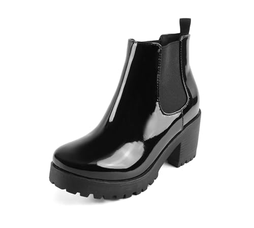 Image of Soda Top Shoes Jaber Ankle Boot W Lug Sole Elastic Gore and Chunky Heel