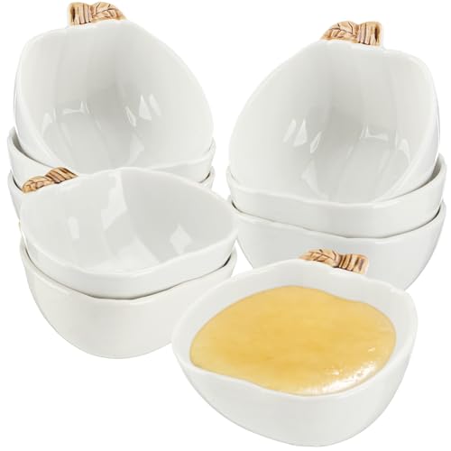 Tioncy 12 Pcs Pumpkin Ceramic Ramekins Fall Small Dessert Bowls 6 oz Oven Safe Ceramic Dish Halloween Dip Bowl Seasoning for Serving Sauce Snack Baking Brulee Pudding