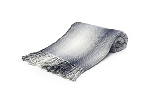 Arus Acrylic Highlands Collection Queen Size Tartan Plaid Design Throw Blanket Gray Blue, 60X80 Inches #TOP2