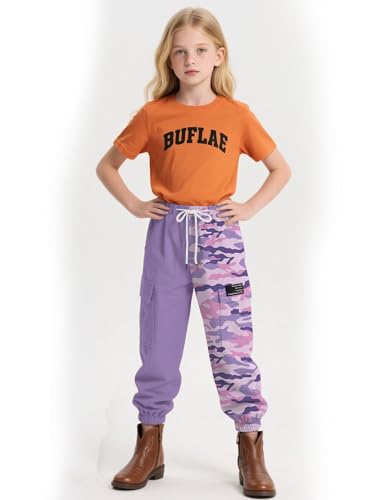 Image of Cromoncent Girls&Womens Cargo Pants Elastic Waist Lightweight Outdoor Jogger Pants, 6 Years - XX-Large