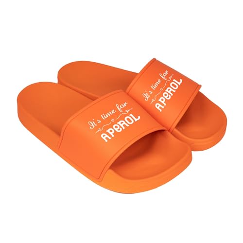 Damen Badelatschen Its time for Aperol - Lustige Schlappen Hausschuhe Orange - Dusch- & Badeschuhe für Frauen - Geschenke (Orange EU Schuhgrößensystem Erwachsene Damen Numerisch M 38)