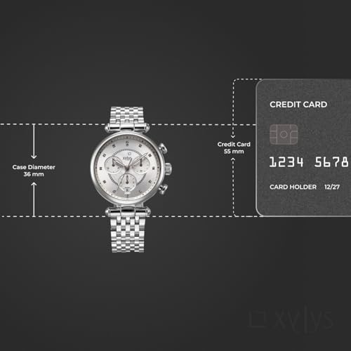 Image of Xylys Sparkle Swiss Chronograph Silver Stainless Steel Strap Silver Dial Watch for Women