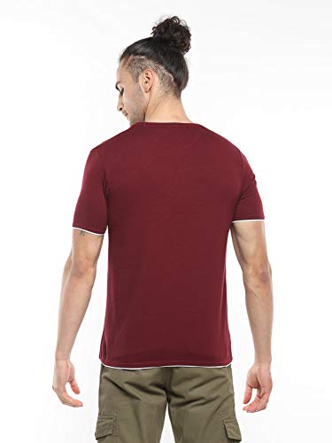 Image of Alan Jones Clothing Men's 100% Cotton Regular Fit Double Collar Round Neck T-Shirt