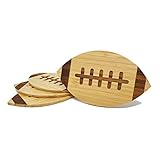 40YARDS American Football Untersetzer aus Bambus (4 Stück) mit fühlbarer Naht (eingraviert) - Perfekt für Gläser & Tassen