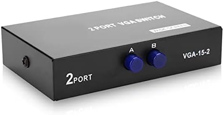 VGA 2 in 1 Out 2 Port, USB KVM Switch Box, for Computer PC Laptop Desktop Monitor Printer Keyboard Mouse Control, supports VGA, XVGA, SVGA, UXGA and Multisync