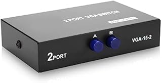 VGA 2 in 1 Out 2 Port, USB KVM Switch Box, for Computer PC Laptop Desktop Monitor Printer Keyboard Mouse Control, supports VGA, XVGA, SVGA, UXGA and Multisync