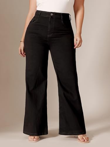 Image of Miss Chase A+ Women's Wide-Leg High Rise Regular-Length Stretchable Denim Jeans