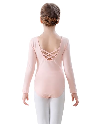 FONLAM Camisola de balé, dança para menina, manga comprida, camisola, ginástica, fato de balé, colãs, baile, algodão, menina, ROSA