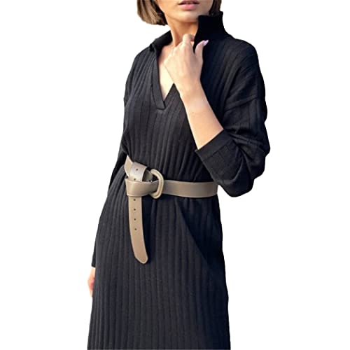 Robe en tricot côtelé KEHAIOO ample avec ourlet fendu pour vos sorties décontractées