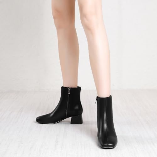 Image of Susanny High Heel Boots for Women,Womens Platform Boot Heels Sexy Round Toe Lace UP High Heels Mid Calf Boots