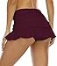 Halcurt Women's Mid Waisted Ruched Ruffle Swim Skirts with Hipster Sexy Bikini Swimsuit Bottoms Burgundy L