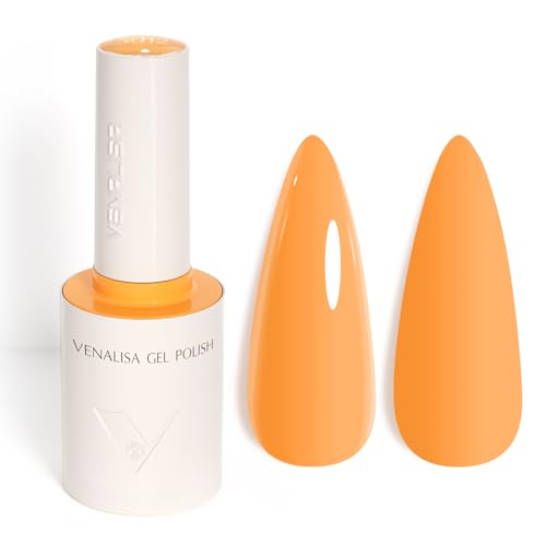 VENALISA Orange Gel Nail Polish 1 Pcs Bright Orange Gel Polish Color High Gloss Soak Off U V Nail Manicure Salon and DIY at Home Gifts for Women