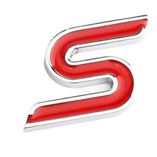Image of New 3D Zinc Alloy S Emblem Badges car Rear Fender Trunk Sedan Letter Suitable Sticker for Sedan(Red Silver Outline)