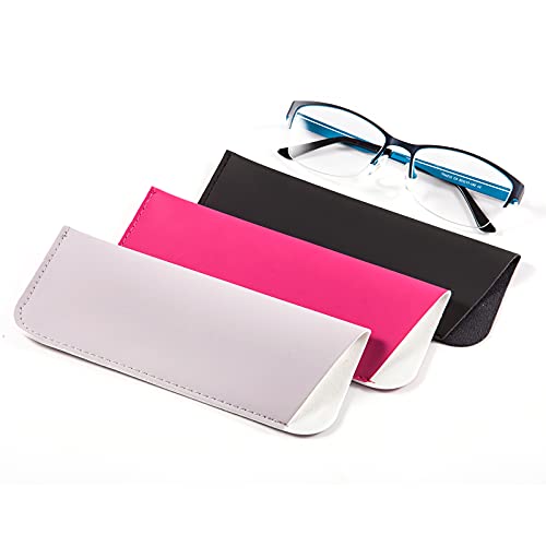 Image of TRIUMPH VISION 3 Pack Reading Glasses Pouch - Soft Eyeglasses Bag Portable Cloth Eyewear Case