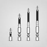 4Pcs Bits Impact,Magnetic Anti Slip Impact Screwdriver Bits Set,PH2 Premium S2 Alloy Steel 1/4″ Super-Hard Hex Shank for Impact Drivers,Professional & DIY Use,0.98in,1.97in,2.56in,2.76in
