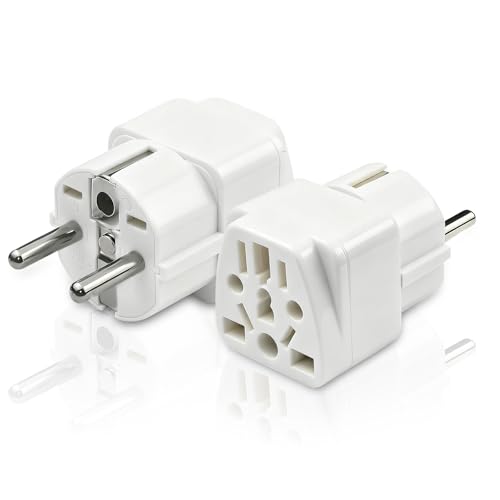 Adattatore Universale da Viaggio, 2 Pezzi Adattatore Presa Inglese a Spina Italiana, Presa Universale da Viaggio, US/UK/Canada/Australia/Messico/Grecia a Europa(Tipo E/F)