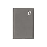 2026 A6 Diary Week Day Per Page - Grey Faux Leather Pocket Appointment Diary - Compact Daily Planner Organiser - Home Office Business School Travel