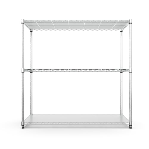 pouseayar 3-Tier Wire Shelving Unit, NSF Metal Shelf with 1050 LBS and Adjustable Storage Shelves, Heavy Duty Steel Organizer Wire Rack for Garage/kitchen/Office 48