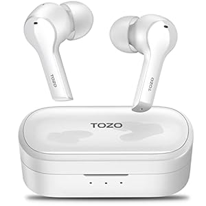 TOZO T9 True Wireless Earbuds Environmental Noise Cancellation 4 Mic Call Noise Cancelling Headphones Deep Bass Bluetooth 5.3 Light Weight Wireless Charging Case IPX7 Waterproof Headset White