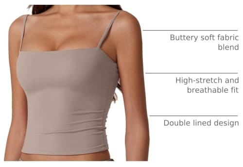 Image of QINSEN Women's Double Lined Basic Tank Top Adjustable Spaghetti Straps Sleeveless Camisole Shirts