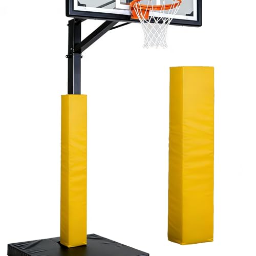 Crysthyuan Basketball Pole Pad Hoop Pole Padding 8” 9” 10”, Thick Foam Goal Post Protector Cushion Safety Wrap for Square Pole Indoor Outdoor Garage(Yellow,8x8in/20.3x20.3cm)
