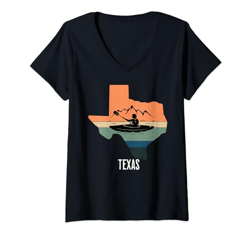 Kayak Texas Vintage Style Kayaker Gifts Camiseta Cuello V