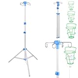 Klappbar Infusionsständer mit 4 Haken und 3 Netzbeuteln IV Ständer Höhenverstellbar von 70-210 cm Tragbarer Aluminiumlegierung Infusion Halterung für Zuhause Pflegeheime Klinikum, Weiß