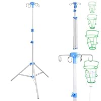 Klappbar Infusionsständer mit 4 Haken und 3 Netzbeuteln IV Ständer Höhenverstellbar von 70-210 cm Tragbarer Aluminiumlegierung Infusion Halterung für Zuhause Pflegeheime Klinikum, Weiß