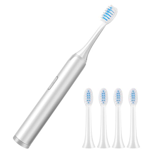 CATIEBYE Cepillo de Dientes Eléctrico para Adultos, Vibratorio, con Cerdas Suaves, Inalámbrico, Incluye 5 Cabezales, Tamaño Estándar, Adecuado para Limpieza Bucal Diaria y Cuidado Dental