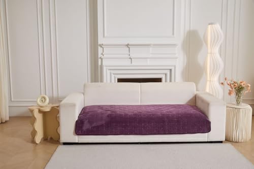 Image of HOMETHREADS Innovative Premium Velvet Sofa Cover Mat with PVC Backing for Non-Slip Comfort (C Purple, 4 Seater | 70x210cm)