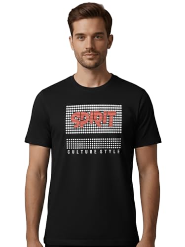Image of Dollar Club Men's Cotton Round Neck Printed T-Shirt Black