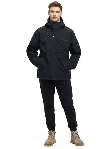 Men's 3 in 1 Winter Coats Water Resistant Ski Snow Warm Fleece Jacket With Multi-Pockets Windbreaker Jacket3