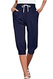 MSONWANY Women's Capri Sweatpants Joggers Casual Sports Cropped Lounge Pants High Waisted Athletic with Pockets