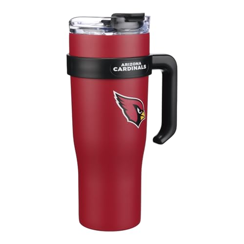 Image of The Memory Company Officially Licensed 46oz Team Color Slim Tumbler with Straw and Handle, Arizona Cardinals