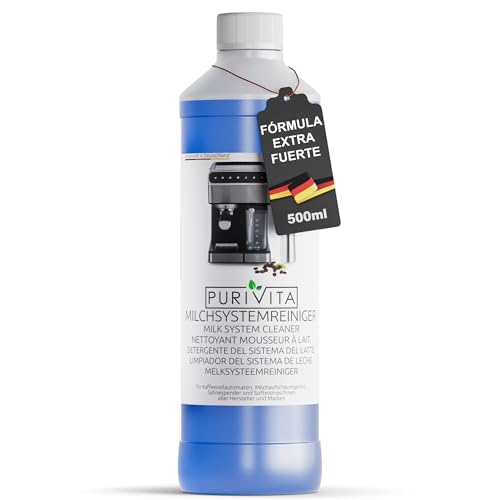 PURIVITA® Limpiador Universal del Sistema de Espuma de Leche [500ML]   Liquido Descalcificador Cafetera   Apto para Todas las Cafeteras y Máquinas como De Longhi, Nespresso, Philipps & Krups   Antical