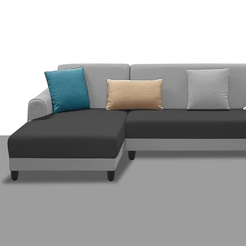 Image of Kraven LHS 6 Seater L Shape Sofa Set for Living Room (Black Grey Fabric) Premium Fabric Sofa
