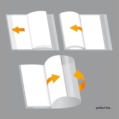 perfect line – 12x Buchumschlag 26,5 cm Höhe – Schulbuchhülle extra stabil aus PP – Buchschoner glasklar, transparent, abwischbar – Hülle bis 54 cm Breite – Made in EU – ideal für Bücher